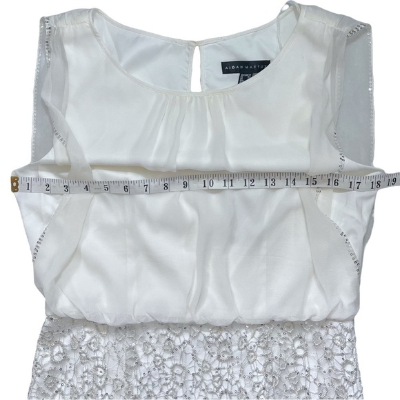 NWT Aidan Mattox Chiffon and Metallic Lace Column Gown sz 10 - Picture 7 of 15